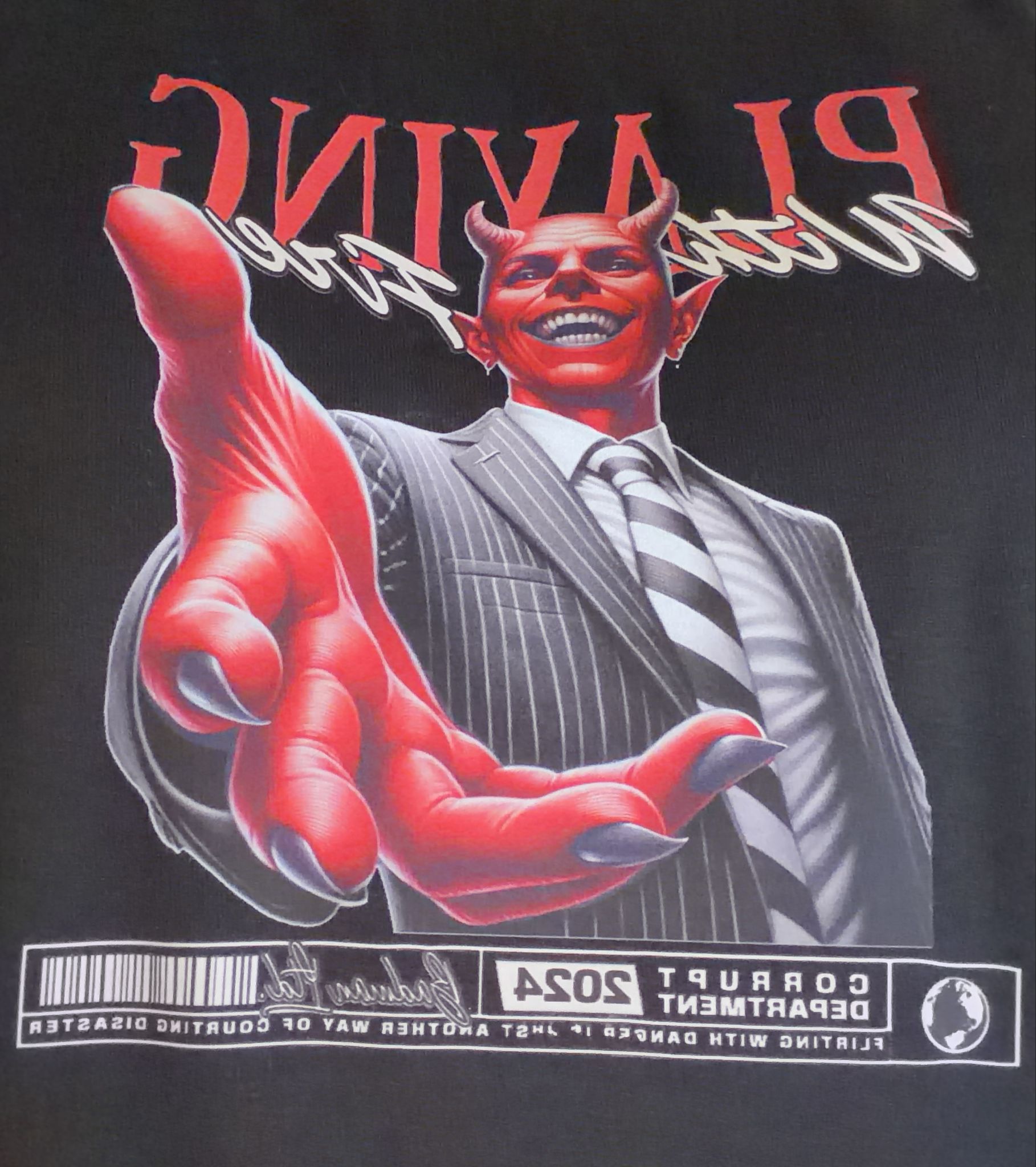 T-shirt a maniche corte nera con logo acanti e dietro