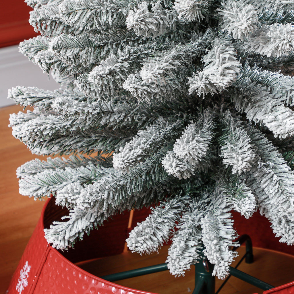 HOMCOM 5ft Artificial Pencil Christmas Tree with 263 Snow Flocked Tips, Metal Base, Realistic Xmas Tree-6