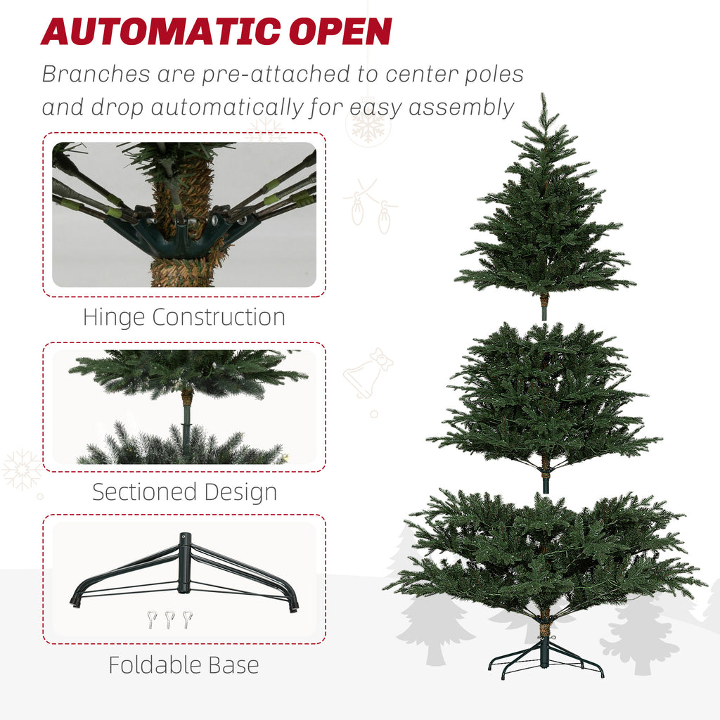 HOMCOM 2.1m/7ft Artificial Christmas Tree with 400 Multicoloured LED Lights, 8 Modes and Remote, Hinged Pre Lit Xmas Tree with Metal Stand for Party Decoration, Green-5