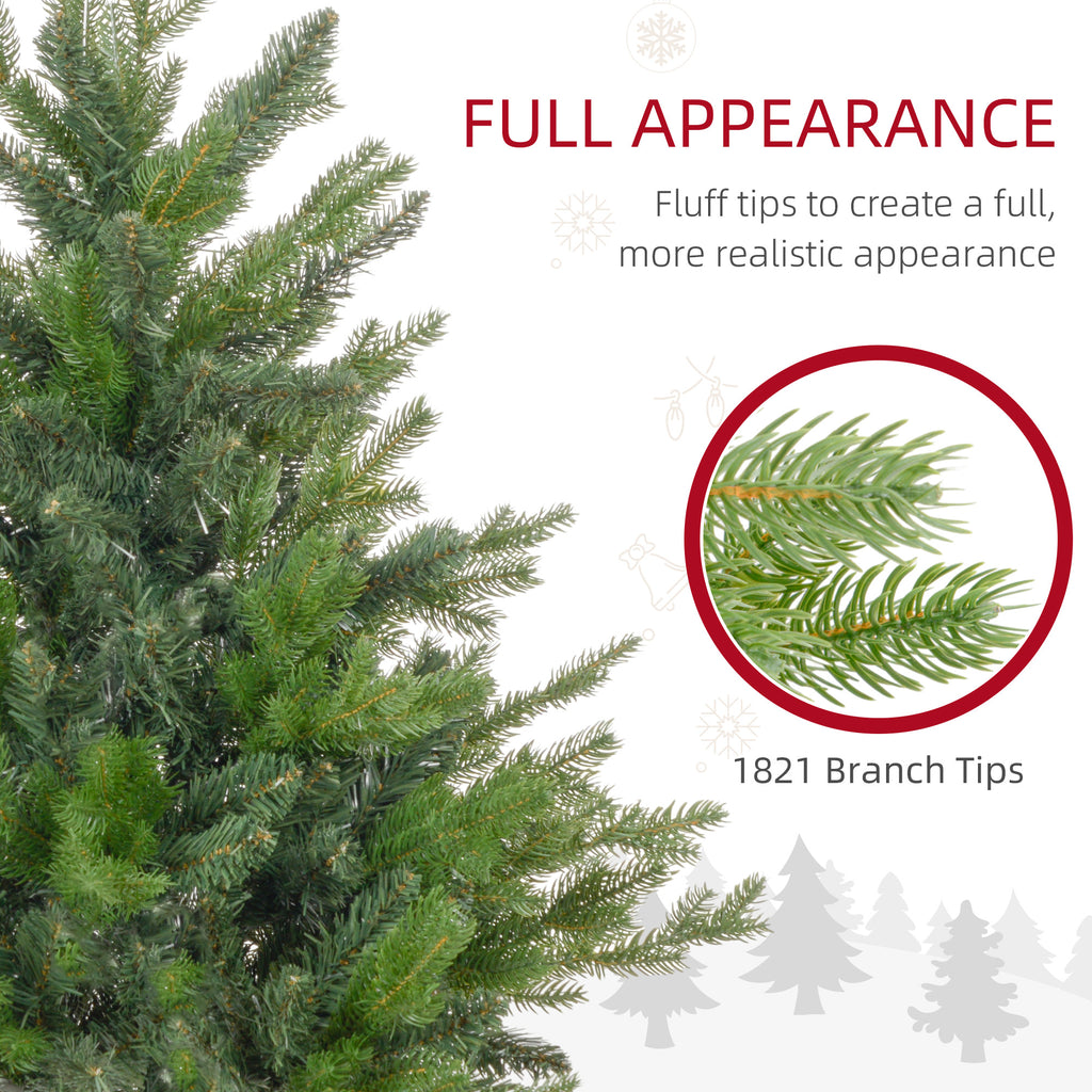 HOMCOM 6ft Artificial Christmas Tree with 1821 Tips, Metal Base, Realistic Hinged Xmas Tree for Home Office, Green-3